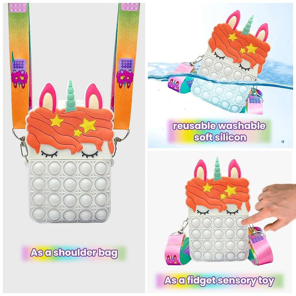 Orcrate Pop It Bag for Girls -P- Unicorn sling Bags for Girls Kids Sling Bags