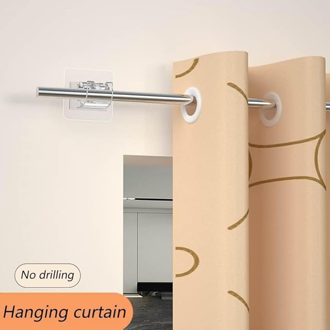 Orcrate 6 / 8 & 12 Pcs Heavy-Duty No Drill Curtain Rod and wall Hooks