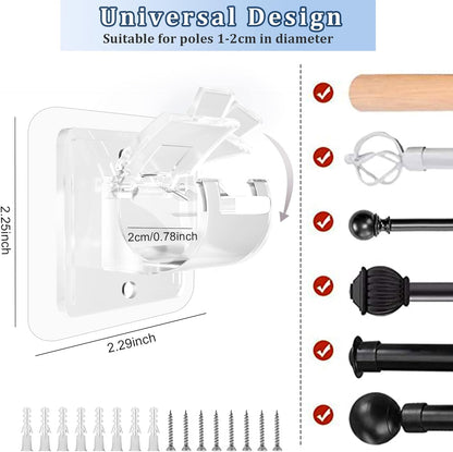 Orcrate 6 / 8 & 12 Pcs Heavy-Duty No Drill Curtain Rod and wall Hooks