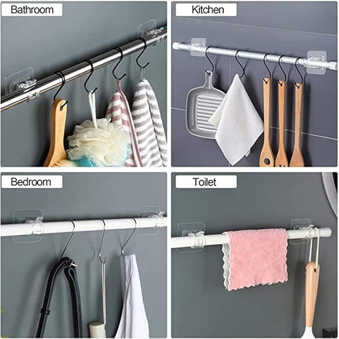Orcrate 6 / 8 & 12 Pcs Heavy-Duty No Drill Curtain Rod and wall Hooks