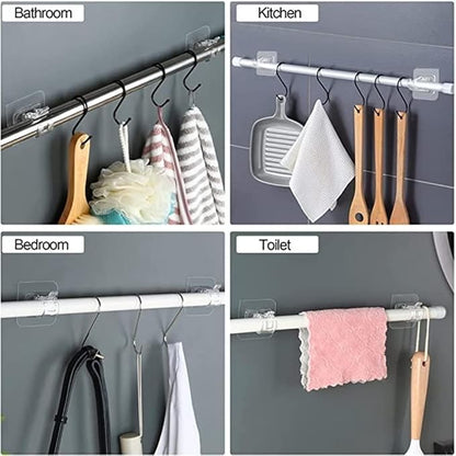 Orcrate 6 / 8 & 12 Pcs Heavy-Duty No Drill Curtain Rod and wall Hooks