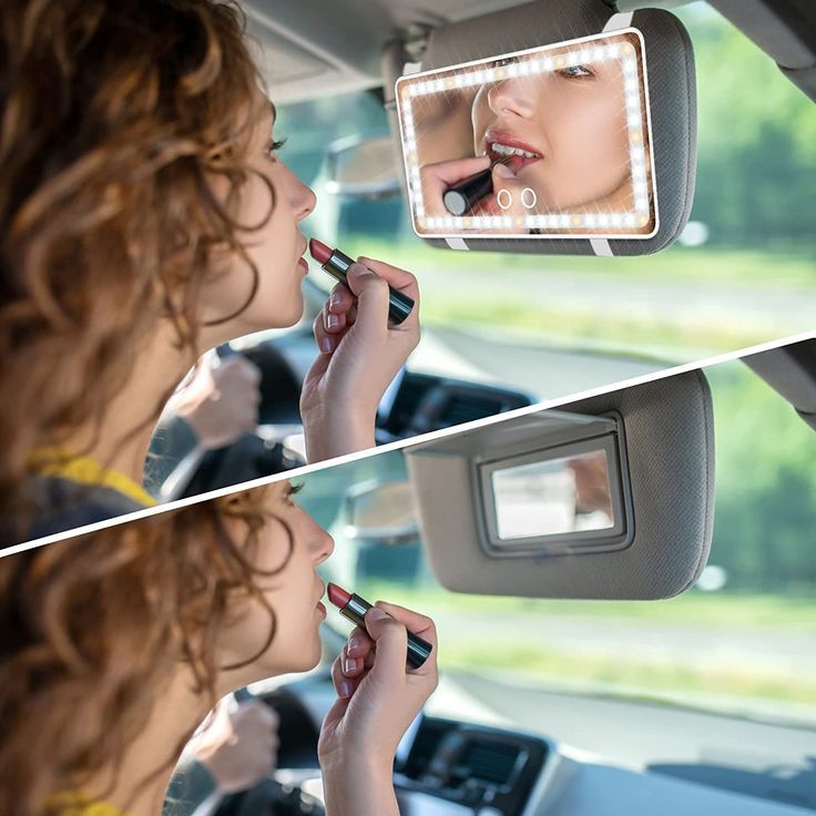 Orcrate Car vanity mirror with LED lights rechargeable mirror