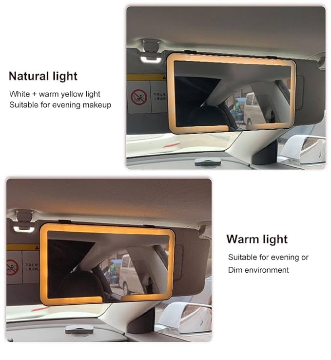 Orcrate Car vanity mirror with LED lights rechargeable mirror